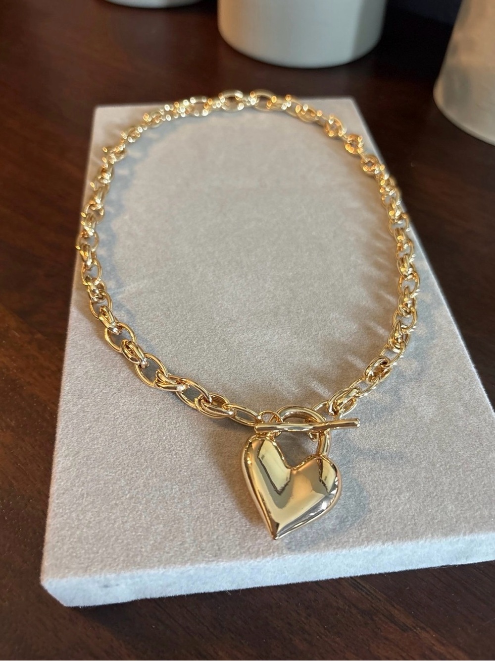 Gold Heart Toggle Chain Necklace - Picture 4 of 5